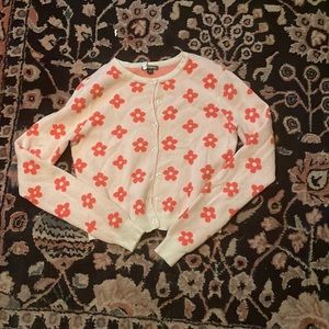 pink flower sweater; size medium